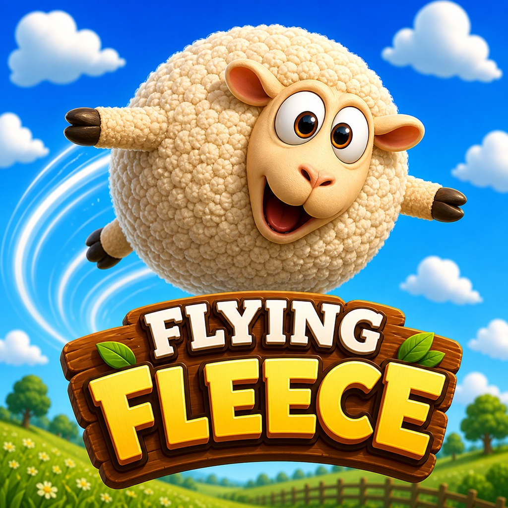 Flying Fleece app icon with a happy flying sheep
